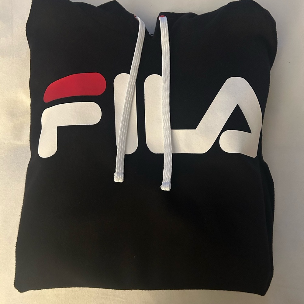 Fila Black Hoodie with Red and White Logo